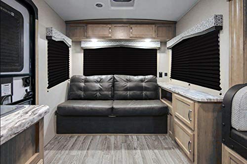 Camper Comfort Black RV Pleated Shade | Camper Blinds | RV Privacy Blinds | RV Solar Shade| Motor-Coach Shade (74" X 42")