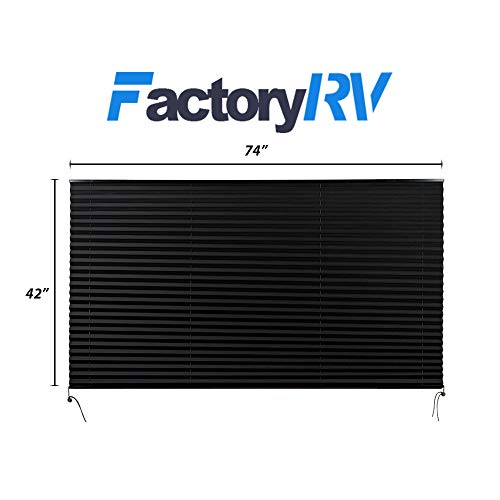 Camper Comfort Black RV Pleated Shade | Camper Blinds | RV Privacy Blinds | RV Solar Shade| Motor-Coach Shade (74" X 42")