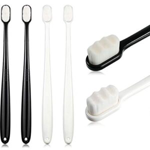 4 pieces extra soft toothbrushes 20000 bristle toothbrush micro nano manual toothbrush for fragile gums adult kids children (black, white)
