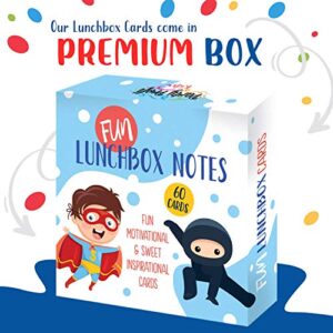 Party Profi Lunch Box Notes for Kids - 60 Fun Motivational and Cute Inspirational Thinking of You Cards for Boys Lunchbox