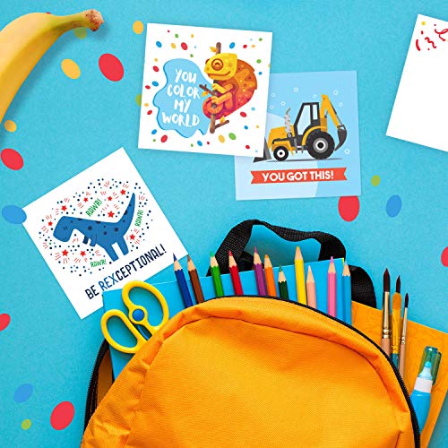 Party Profi Lunch Box Notes for Kids - 60 Fun Motivational and Cute Inspirational Thinking of You Cards for Boys Lunchbox