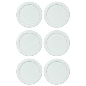 pyrex 7202-pc white round plastic food storage replacement lid, made in usa - 6 pack
