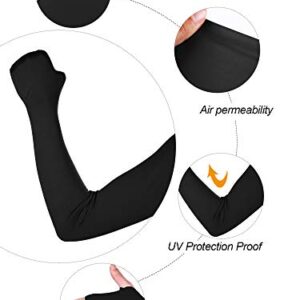 SATINIOR 4 Pieces UV Protection Cooling Shawl Sun Protection Arm Sleeves with Finger Hole(Black)