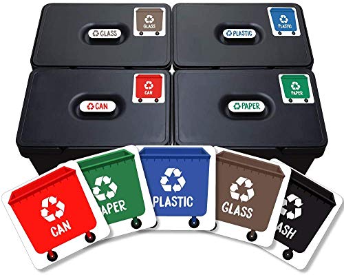 Haberdashery Online 6 Stickers for Recycling. Adhesive Vinyl Pack 6 Labels. (XS)