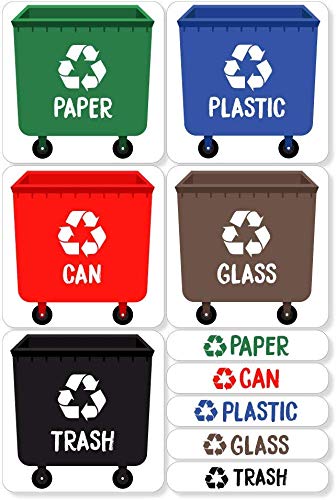 Haberdashery Online 6 Stickers for Recycling. Adhesive Vinyl Pack 6 Labels. (XS)