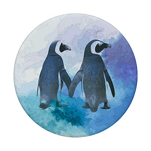 Beautiful Penguin Watercolor Mint Teal Purple Art PopSockets Grip and Stand for Phones and Tablets