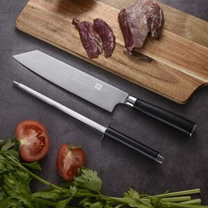 Gidli Chef Knife Lifetime Replacement Warranty - Includes Sharpening Rod as a Bonus - 8" Professional Kitchen Knife (German Carbon Stainless Steel) with Wooden Handle - Durable, Sharp Meat Knife