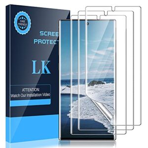 lk [3 pack] screen protector for samsung galaxy note 10 plus/note 10+ / note 10 plus 5g flexible film (ultrasonic fingerprint support) self healing hd clear, case friendly