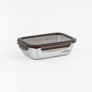 CUITISAN FLORA RECTANGLE AIRTIGHT CONTAINER NO.7 37.2oz, STAINLESS STEEL FOOD CONTAINER, WATERPROOF, MICROWAVE and DISHWASHER AVAILABLE