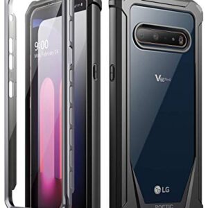 Poetic Guardian Series Case Designed for LG V60 ThinQ Case, Full-Body Hybrid Shockproof Bumper Cover with Built-in-Screen Protector, Black/Clear