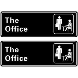 2 pack the office sign, main official self adhesive sign for door or wall 9 x 3 inch quick and easy installation premium acrylic design for your home office/business, great gift for fans of the office