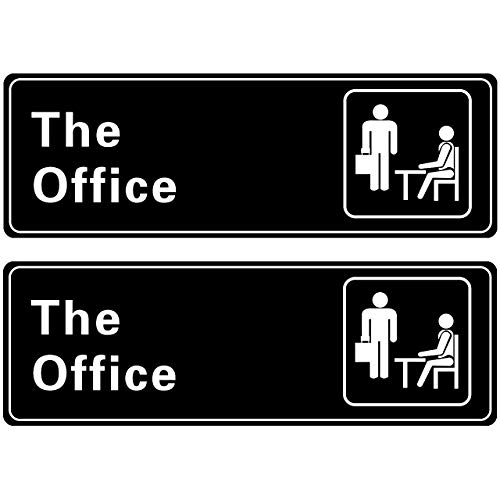 2 Pack The Office Sign, Main Official Self Adhesive Sign for Door or Wall 9 X 3 Inch Quick and Easy Installation Premium Acrylic Design for Your Home Office/Business, Great Gift for Fans of The Office