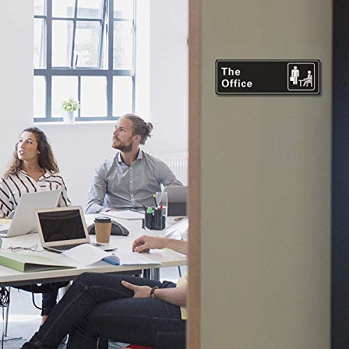 2 Pack The Office Sign, Main Official Self Adhesive Sign for Door or Wall 9 X 3 Inch Quick and Easy Installation Premium Acrylic Design for Your Home Office/Business, Great Gift for Fans of The Office