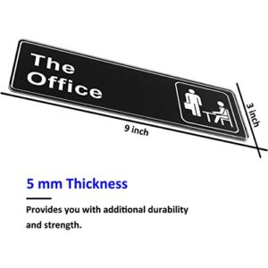 2 Pack The Office Sign, Main Official Self Adhesive Sign for Door or Wall 9 X 3 Inch Quick and Easy Installation Premium Acrylic Design for Your Home Office/Business, Great Gift for Fans of The Office