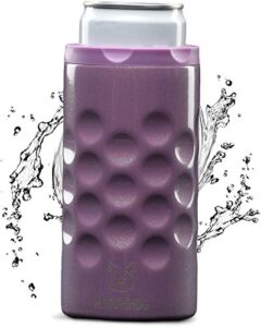 hooch|hog slim can cooler – insulated stainless steel can cooler for 12oz slim cans including white claw (purple glitter)