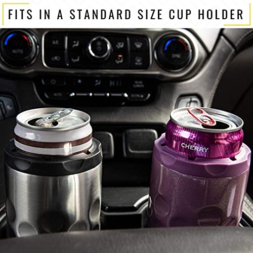 Hooch|Hog Slim Can Cooler – Insulated Stainless Steel Can Cooler for 12oz Slim Cans Including White Claw (Purple Glitter)