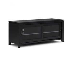 simplihome cosmopolitan solid wood 48 inch wide contemporary tv media stand in black for tvs up to 55 inch, for the living room and entertainment center