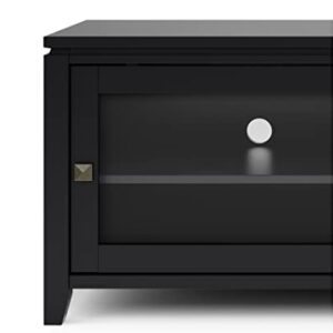 SIMPLIHOME Cosmopolitan SOLID WOOD 48 Inch Wide Contemporary TV Media Stand in Black for TVs up to 55 Inch, For the Living Room and Entertainment Center