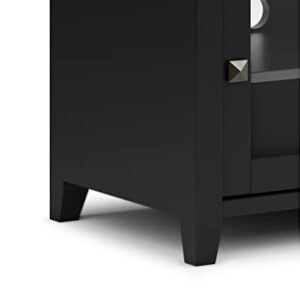 SIMPLIHOME Cosmopolitan SOLID WOOD 48 Inch Wide Contemporary TV Media Stand in Black for TVs up to 55 Inch, For the Living Room and Entertainment Center