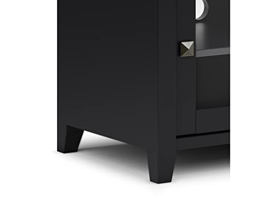 SIMPLIHOME Cosmopolitan SOLID WOOD 48 Inch Wide Contemporary TV Media Stand in Black for TVs up to 55 Inch, For the Living Room and Entertainment Center