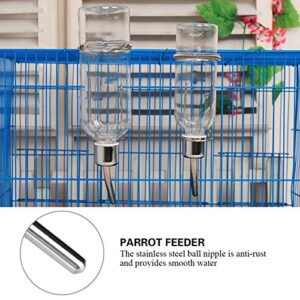 GOTOTOP Parrot Water Feeder Pet Hanging Water Feeding Bottle No Drip Dispenser Pet Supplies with Stainless Steel Ball Nipple for Small Animals Bird Hamster Rabbit Chinchilla Ferret(L)