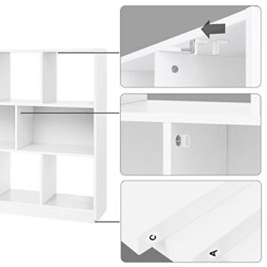 VASAGLE Bookcase, Bookshelf, Freestanding Storage Unit, 8 Open Compartments, Used Horizontally, Vertically, Upside Down, 11 x 35.4 x 39.4 Inches, for Living Room, Study, Office, White ULBC55WT