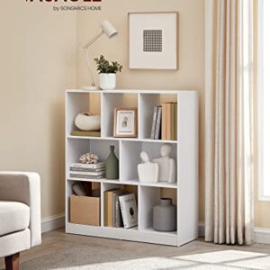 VASAGLE Bookcase, Bookshelf, Freestanding Storage Unit, 8 Open Compartments, Used Horizontally, Vertically, Upside Down, 11 x 35.4 x 39.4 Inches, for Living Room, Study, Office, White ULBC55WT