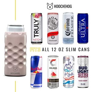 Hooch|Hog Slim Can Cooler Stainless Steel for 12 oz. Skinny Cans | 3x Insulated Beer Can Holder for Michelob Ultra, White Claw, Truly & Redbull (Blush Glitter)