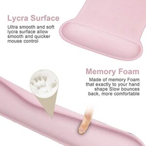 Keyboard Wrist Rest Pad and Ergonomic Mouse Pad with Wrist Rest Support,Gel Memory Foam Nonslip Cute Mousepads Mat Comfortable for Home Office Efficient Working Easy Typing & Pain Relief,Light Pink