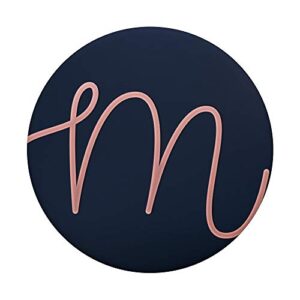 Golden Rose Pink Initial Letter-M On Dark Navy Blue PopSockets Swappable PopGrip
