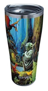 tervis triple walled star wars insulated tumbler cup keeps drinks cold & hot, 30oz - stainless steel, empire 40th yoda