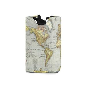 wellday collapsible laundry hamper world map painting foldable dirty clothes basket