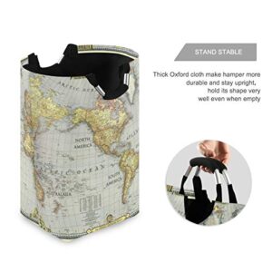 WELLDAY Collapsible Laundry Hamper World Map Painting Foldable Dirty Clothes Basket