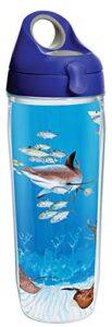 tervis made in usa double walled guy harvey insulated tumbler cup keeps drinks cold & hot, 24oz water bottle, shark collage
