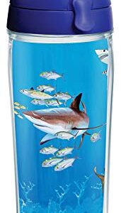 Tervis Made in USA Double Walled Guy Harvey Insulated Tumbler Cup Keeps Drinks Cold & Hot, 24oz Water Bottle, Shark Collage