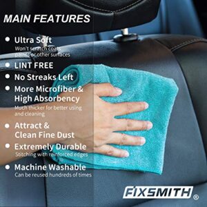 FIXSMITH Microfiber Cleaning Cloth - Pack of 50, Multi-Functional Cleaning Towels, Size: 12 x 16 in, Highly Absorbent Cleaning Rags, Lint-Free, Streak-Free Cleaning Cloths for Car Kitchen Home Office