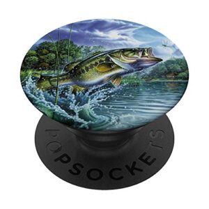 largemouth bass fishing for men cool fish hunting lovers popsockets popgrip: swappable grip for phones & tablets