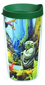 tervis made in usa double walled star wars insulated tumbler cup keeps drinks cold & hot, 16oz, empire 40th yoda
