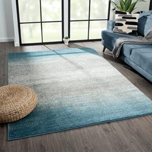 luxe weavers abstract blue ombre 5x7 coastal area rug