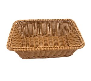 teng lang 12" wicker bread basket, woven tabletop food fruit vegetables serving, restaurant serving basket (12x8x4 inch)