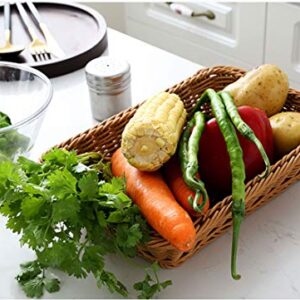 Teng Lang 12" Wicker Bread Basket, Woven Tabletop Food Fruit Vegetables Serving, Restaurant Serving Basket (12X8X4 inch)