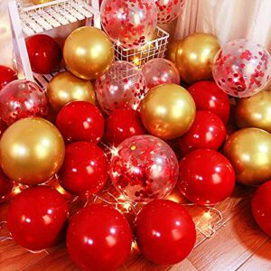 zorpia 100 pieces red and gold balloons kit latex gold metallic balloons red confetti balloons for wedding bridal shower birthday party anniversary decoration