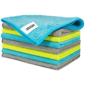 fixsmith microfiber cleaning cloth - pack of 8, size: 12 x 16 in, multi-functional cleaning towels, highly absorbent cleaning rags, lint-free, streak-free cleaning cloths for car kitchen home office.