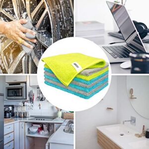 FIXSMITH Microfiber Cleaning Cloth - Pack of 8, Size: 12 x 16 in, Multi-Functional Cleaning Towels, Highly Absorbent Cleaning Rags, Lint-Free, Streak-Free Cleaning Cloths for Car Kitchen Home Office.