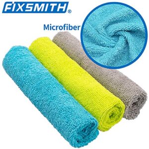 FIXSMITH Microfiber Cleaning Cloth - Pack of 8, Size: 12 x 16 in, Multi-Functional Cleaning Towels, Highly Absorbent Cleaning Rags, Lint-Free, Streak-Free Cleaning Cloths for Car Kitchen Home Office.