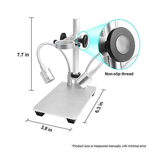 Aluminum Alloy Stand for USB/WiFi/LCD Digital Microscope Camera, Cainda Universal Metal Stand Holder (with Fill Light)