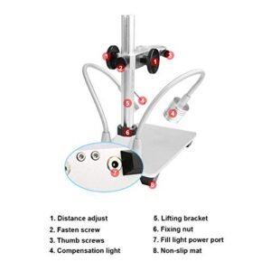 Aluminum Alloy Stand for USB/WiFi/LCD Digital Microscope Camera, Cainda Universal Metal Stand Holder (with Fill Light)