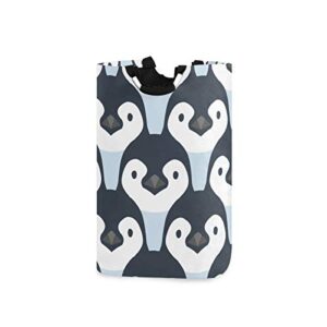 wxlife laundry hamper cute penguin babies bird collapsible laundry basket large storage bag, foldable organizer clothes bag with handle for home, dorm, room