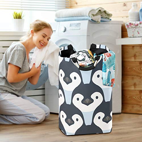 WXLIFE Laundry Hamper Cute Penguin Babies Bird Collapsible Laundry Basket Large Storage Bag, Foldable Organizer Clothes Bag with Handle for Home, Dorm, Room