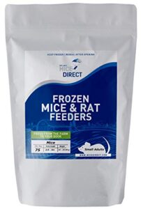 micedirect frozen small adult feeder mice food for juvenile ball pythons, adult corn snakes (75 count)